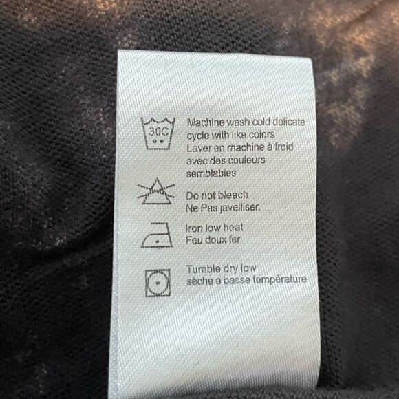 Chaser Gauzy Ruffle Shoulder Flouncy Top Gray Tie Dye Knit Short Sleeve S - Picture 9 of 9